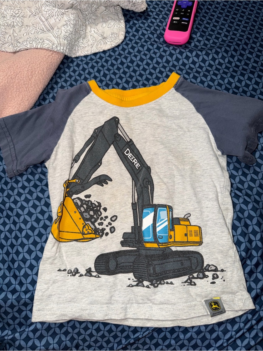John Deere Gray & Navy Excavator Graphic Tee - Kids Short Sleeve